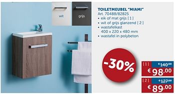 Promotions Toiletmeubel miami - Belbano - Valide de 08/05/2018 à 04/06/2018 chez Zelfbouwmarkt