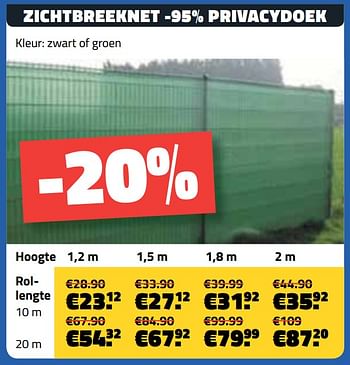 Promotions Zichtbreeknet - 95% privancydoek - Produit maison - Bouwcenter Frans Vlaeminck - Valide de 06/05/2018 à 31/05/2018 chez Bouwcenter Frans Vlaeminck