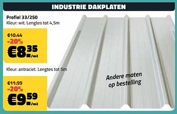 Promoties Industrie dakplaten profiel 33-250 - Huismerk - Bouwcenter Frans Vlaeminck - Geldig van 06/05/2018 tot 31/05/2018 bij Bouwcenter Frans Vlaeminck