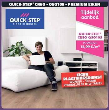 Promoties Quickstep creo - qsg105 - premium eiken - QuickStep - Geldig van 06/05/2018 tot 31/05/2018 bij Bouwcenter Frans Vlaeminck