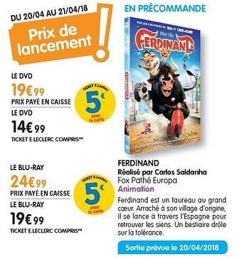 Promotions Ferdinand dvd - Produit Maison - E.Leclerc - Valide de 04/04/2018 à 09/06/2019 chez E.Leclerc