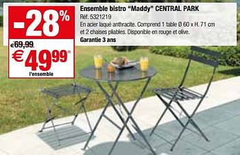 Promotions Ensemble bistro maddy central park - Central Park - Valide de 09/05/2018 à 28/05/2018 chez Brico