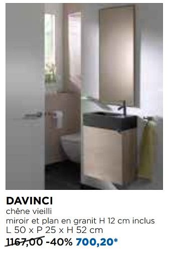 Promotions Balmani meubles pour toilettes davinci chêne vieilli - Balmani - Valide de 29/04/2018 à 26/05/2018 chez X2O