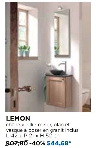 Promoties Balmani meubles pour toilettes lemon chêne vieilli - Balmani - Geldig van 29/04/2018 tot 26/05/2018 bij X2O