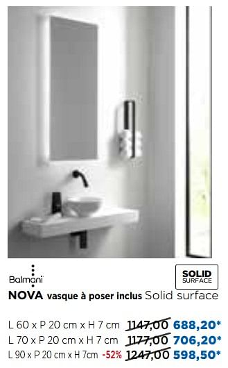 Promotions Balmani nova vasque á poser inclus solid surface lave-mains - Balmani - Valide de 29/04/2018 à 26/05/2018 chez X2O