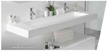 Promotions Balmani composition de meuble armoire à tiroirs en blanc mat, plan en solid surface et miroir - Balmani - Valide de 29/04/2018 à 26/05/2018 chez X2O