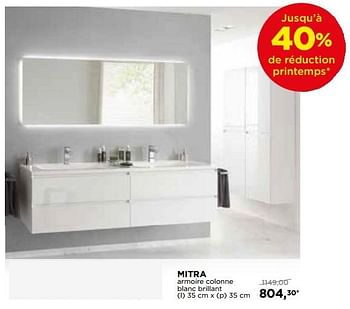 Promotions Balmani mitra collection des meubles mitra armoire colonne blanc brillant - Balmani - Valide de 29/04/2018 à 26/05/2018 chez X2O