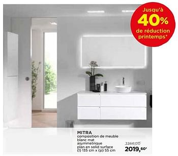 Promotions Balmani mitra collection des meubles mitra composition de meuble blanc mat - Balmani - Valide de 29/04/2018 à 26/05/2018 chez X2O