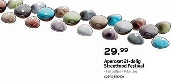 Promoties Aperoset 21-delig streetfood festiva - Cosy & Trendy - Geldig van 27/04/2018 tot 31/05/2018 bij ShopWillems