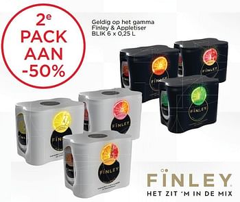 Promoties 2e pack aan -50% finley + appletiser - Finley - Geldig van 09/05/2018 tot 22/05/2018 bij Alvo