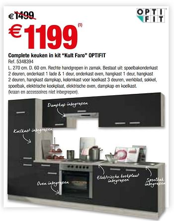 Promoties Complete keuken in kit kult faro optifit - Optifit - Geldig van 09/05/2018 tot 28/05/2018 bij Brico