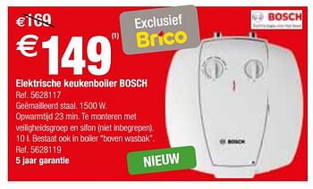 Promoties Elektrische keukenboiler bosch - Bosch - Geldig van 09/05/2018 tot 28/05/2018 bij Brico