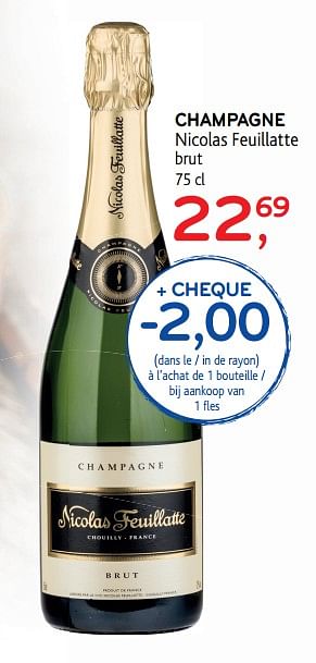 Promotions Champagne nicolas feuillatte brut - Champagne - Valide de 09/05/2018 à 22/05/2018 chez Alvo