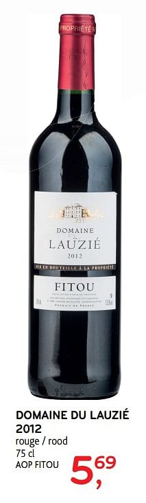 Promoties Domaine du lauzié 2012 rouge aop fitou - Rode wijnen - Geldig van 09/05/2018 tot 22/05/2018 bij Alvo