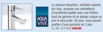 Promotions La marque aquavive - AQUA VIVE - Valide de 09/05/2018 à 28/05/2018 chez Brico