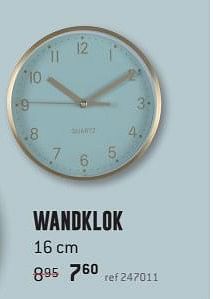 Promoties Wandklok - Huismerk - Free Time - Geldig van 30/04/2018 tot 27/05/2018 bij Freetime