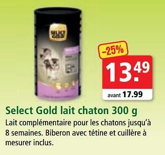 Promotion Maxi Zoo Select Gold Lait Chaton Select Gold Animaux Et Accessoires Valide Jusqua 4 Promobutler