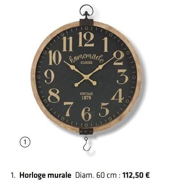 Promotions Horloge murale - Produit Maison - Euroshop - Valide de 20/03/2018 à 30/06/2018 chez Euro Shop