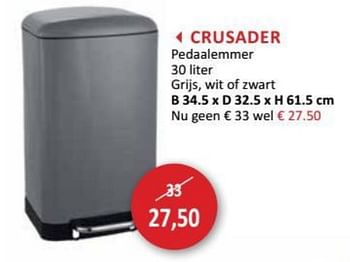 Promoties Crusader pedaalemmer grijs, wit of zwart - Huismerk - Weba - Geldig van 25/04/2018 tot 24/05/2018 bij Weba