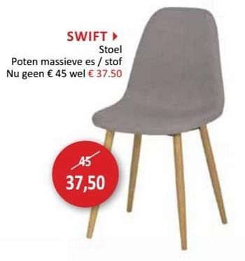 Promoties Swift stoel poten massieve es - stof - Huismerk - Weba - Geldig van 25/04/2018 tot 24/05/2018 bij Weba