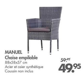 Promotions Manuel chaise empilable - Produit maison - Casa - Valide de 30/04/2018 à 27/05/2018 chez Casa