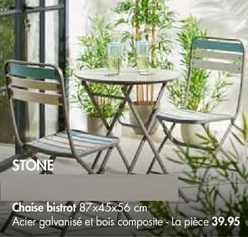 Promotions Stone chaise bistrot - Produit maison - Casa - Valide de 30/04/2018 à 27/05/2018 chez Casa