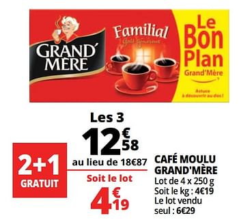 Promotions Café moulu grand`mère - Grand Mere - Valide de 02/05/2018 à 08/05/2018 chez Auchan Ronq