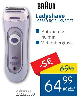 Promotions Braun ladyshave ls5560 rc silk+soft - Braun - Valide de 01/05/2018 à 31/05/2018 chez Eldi