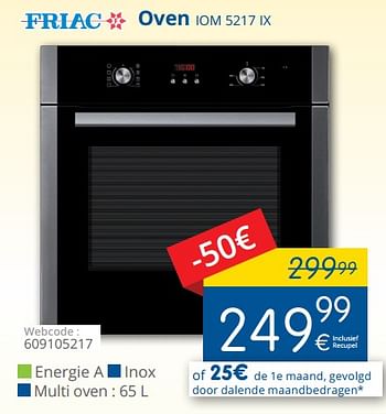 Promoties Friac oven iom 5217 ix - Friac - Geldig van 01/05/2018 tot 31/05/2018 bij Eldi