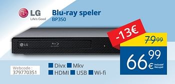 Promoties Lg blu-ray speler bp350 - LG - Geldig van 01/05/2018 tot 31/05/2018 bij Eldi