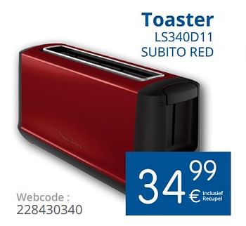 Promoties Moulinex toaster ls340d11 subito red - Moulinex - Geldig van 01/05/2018 tot 31/05/2018 bij Eldi