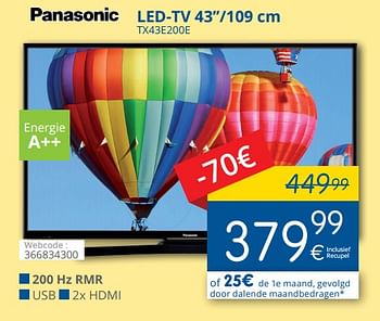 Promoties Panasonic led-tv tx-43e200e - Panasonic - Geldig van 01/05/2018 tot 31/05/2018 bij Eldi