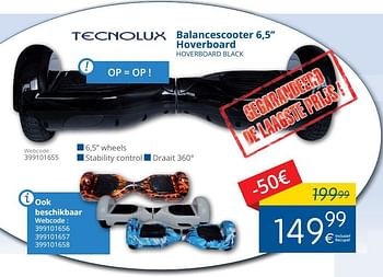 Promotions Technolux balancescooter 6,5 hoverboard black - Technolux - Valide de 01/05/2018 à 31/05/2018 chez Eldi