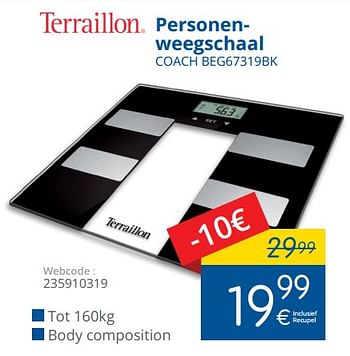 Promotions Terraillon personenweegschaal coach beg67319bk - Terraillon - Valide de 01/05/2018 à 31/05/2018 chez Eldi