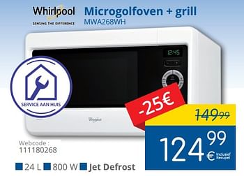 Promoties Whirlpool microgolfoven + grill mwa268wh - Whirlpool - Geldig van 01/05/2018 tot 31/05/2018 bij Eldi