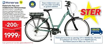 Promoties Minerva elektrische fiets met middenmoter shimanosteps - Minerva - Geldig van 09/05/2018 tot 22/05/2018 bij Makro