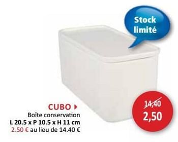 Promotions Cubo boîte conservation - Produit maison - Weba - Valide de 25/04/2018 à 24/05/2018 chez Weba