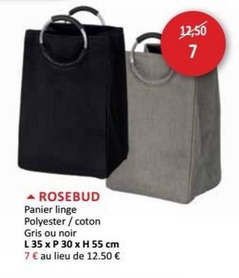 Promotions Rosebud panier linge polyester - coton gris ou noir - Produit maison - Weba - Valide de 25/04/2018 à 24/05/2018 chez Weba