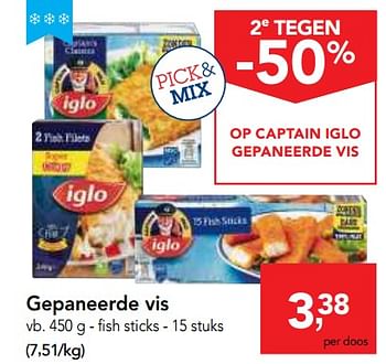 Promoties Iglo gepaneerde vis fish sticks - Iglo - Geldig van 09/05/2018 tot 22/05/2018 bij Makro