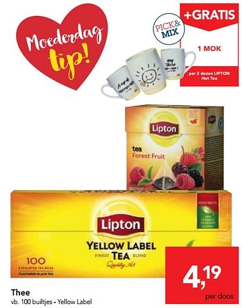 Promoties Lipton yellow label - Lipton - Geldig van 09/05/2018 tot 22/05/2018 bij Makro