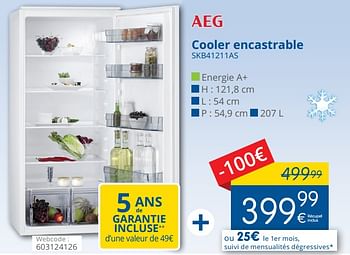 Promotions Aeg cooler encastrable skb41211as - AEG - Valide de 01/05/2018 à 31/05/2018 chez Eldi