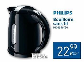 Promotions Philips bouilloire sans fil hd4646-20 - Philips - Valide de 01/05/2018 à 31/05/2018 chez Eldi