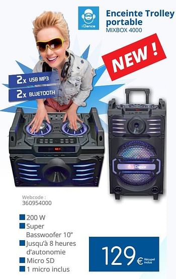 Promoties I dance enceinte trolley portable mixbox 4000 - I Dance - Geldig van 01/05/2018 tot 31/05/2018 bij Eldi