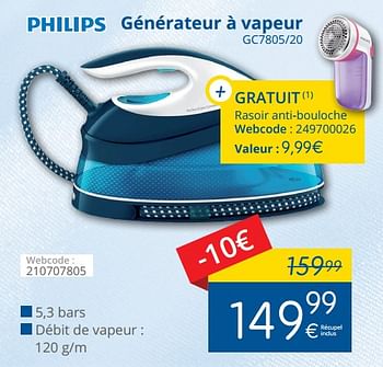 Promoties Philips générateur à vapeur gc7805-20 - Philips - Geldig van 01/05/2018 tot 31/05/2018 bij Eldi
