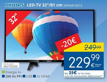 Promoties Philips led-tv 32``-81 cm 32phs4132-12 - Philips - Geldig van 01/05/2018 tot 31/05/2018 bij Eldi