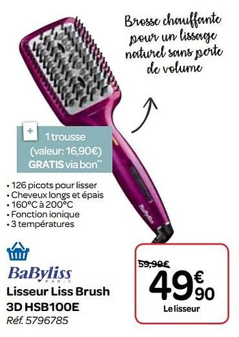 Babyliss Babyliss Lisseur Liss Brush 3d Hsb100e En Promotion Chez Carrefour