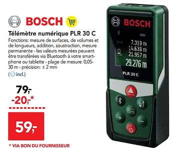 Promotions Bosch télémètre numérique plr 30 c - Bosch - Valide de 09/05/2018 à 22/05/2018 chez Makro