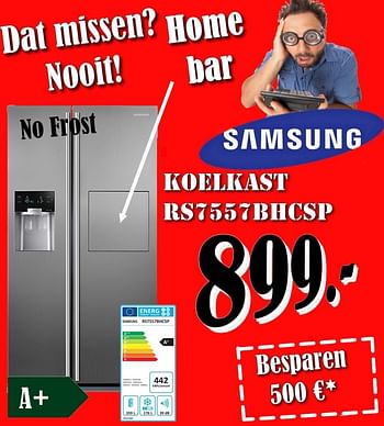 Promotions Samsung koelkast rs7557bhcsp a+ - Samsung - Valide de 03/05/2018 à 31/05/2018 chez Electro Zschau