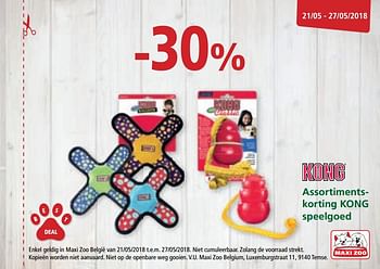 Promotions -30% assortimentskorting kong speelgoed - Kong - Valide de 14/05/2018 à 27/05/2018 chez Maxi Zoo
