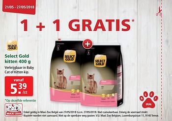 Promoties Select gold kitten - Select Gold - Geldig van 14/05/2018 tot 27/05/2018 bij Maxi Zoo